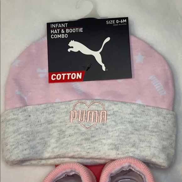 [ Puma ] Newborn Baby Girl’s Pink Hat & Bootie NWT - Picture 3 of 5